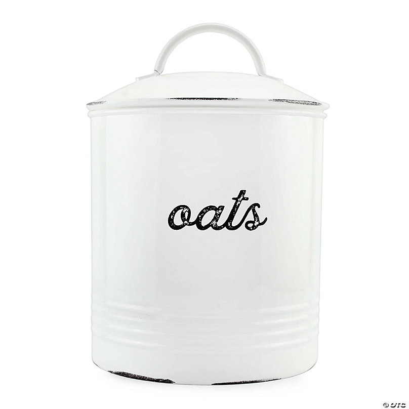 AuldHome Enamelware Dishwasher Pod Holder, Tablet Container; Kitchen Storage Tin with Lid White