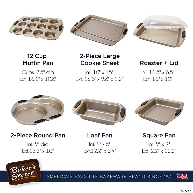 Baker's Secret Bakeware Set 5pcs - Easy Grip Collection Gold