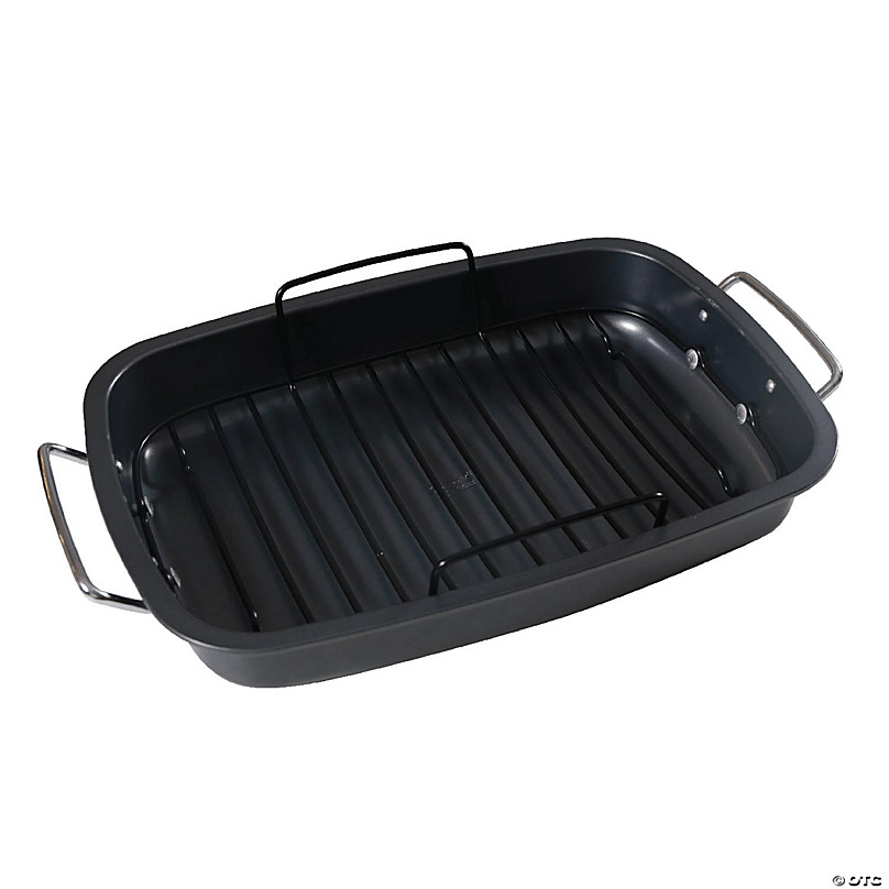 Cook N Home Nonstick Bakeware Roaster with Rack, 17x13-inches, Black