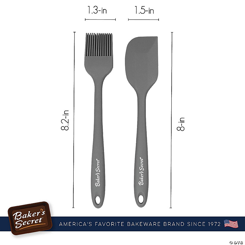 Baker's Secret Silicone Dishwasher Safe Set of 2 Brush Spatula 10.43 inchx0.47 inchx3.74 inch Black