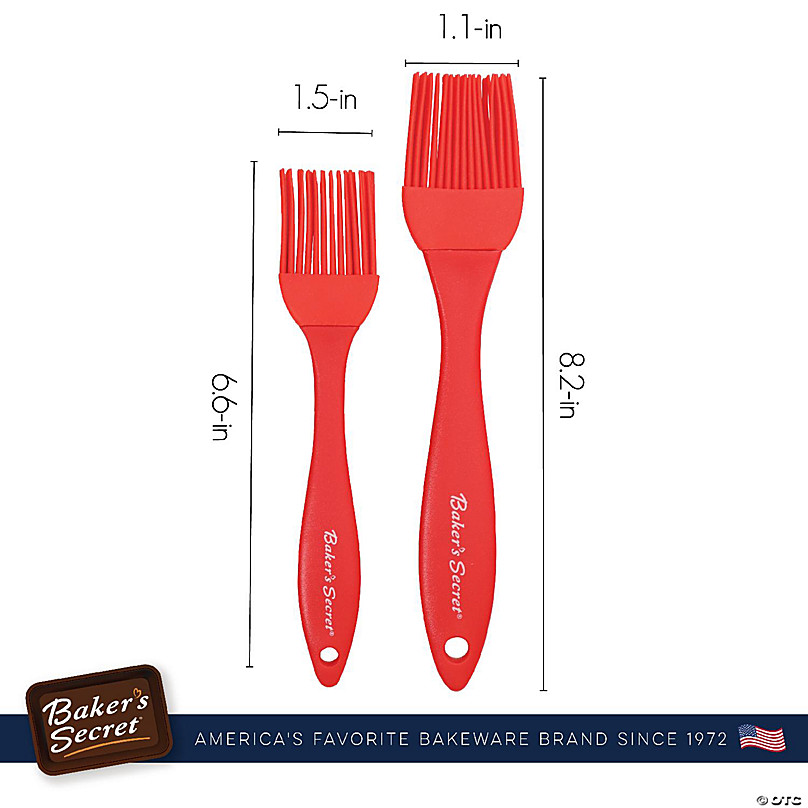 Baker's Secret Silicone Dishwasher Safe Set of 3 Brush 4.13 inchx0.59 inchx9.65 inch Red