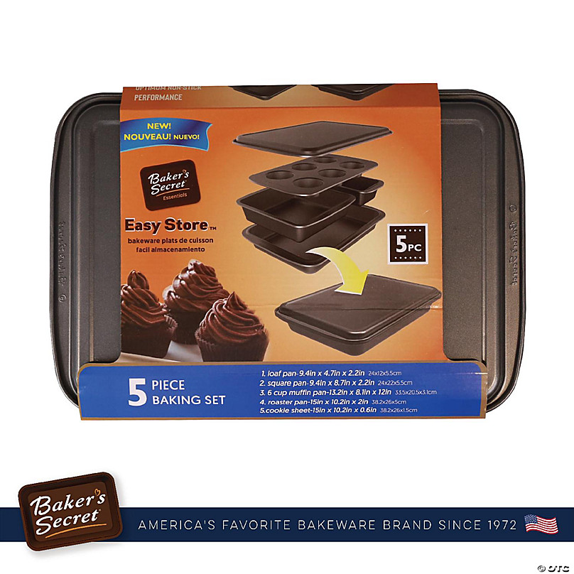 Baker's Secret - 8 Pieces Bakeware Set - 2X Round Pan, 1X Square Pan, 1X  Loaf Pan, 1X Muffin Pan 12 Cups, 1X Cookie Sheet, 1 X Roaster, 1X Roaster  Lid, Non-Stick