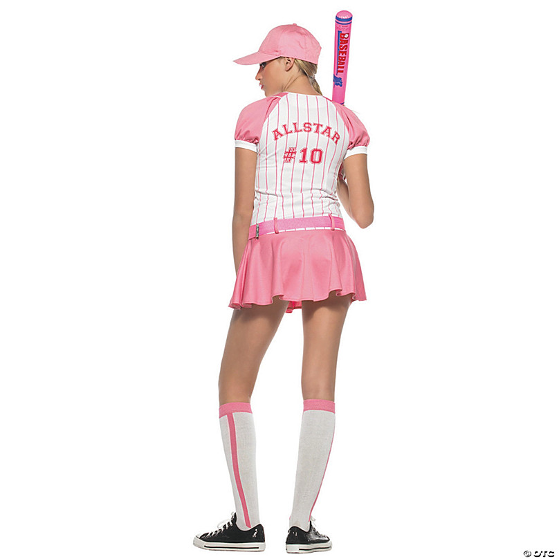 FreeShipping 2018 cute baseball girls pink maid costume sexy school gilrs  costume pink dress with belt Fashion Halloween Costume