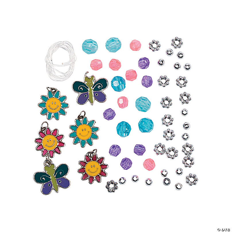 Beaded Butterfly & Daisy Charm Bracelet Craft Kit, Craft Kits, 12 Pieces