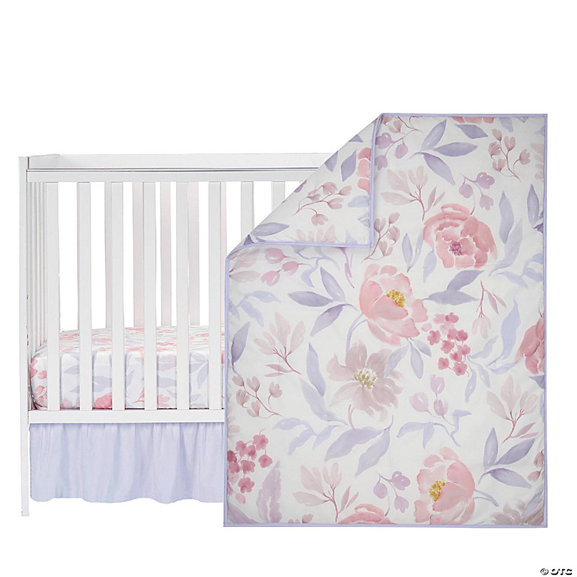 Bedtime Originals Lavender Floral 3-Piece Baby Crib Bedding Set - Pink ...