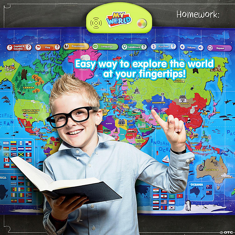 BEST LEARNING i-Poster My World Interactive Map - Educational Talking  Poster Toy for Children of Ages 5 to 12 Years Old