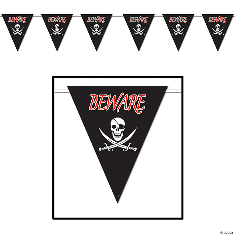 3-Inch by 20-Feet Beistle 66113 Beware of Pirates Party Tape
