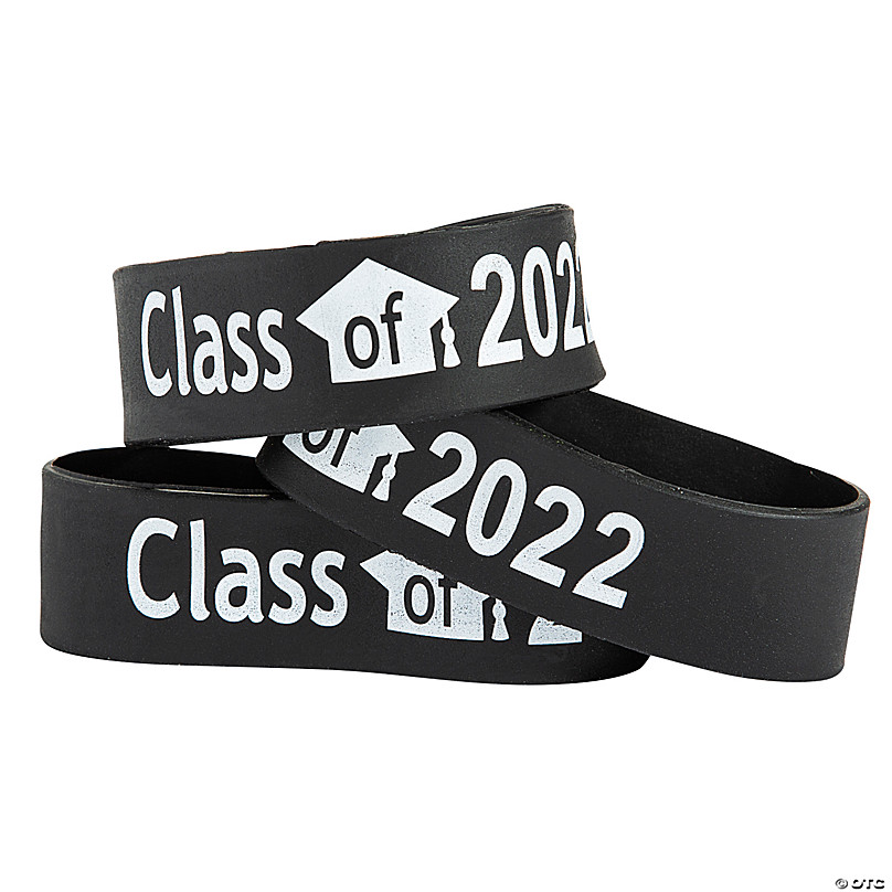 Set of 12 Graduation Gifts Anderson's Black and White Assorted Class of 2022 Wristband Set 