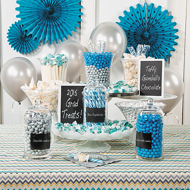 Blue & White Graduation Candy Buffet Idea