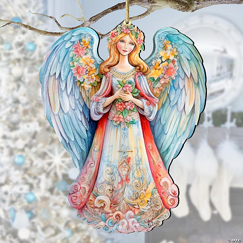 Angel with Cardinal Art Wooden Wall Art by D. Gelsinger