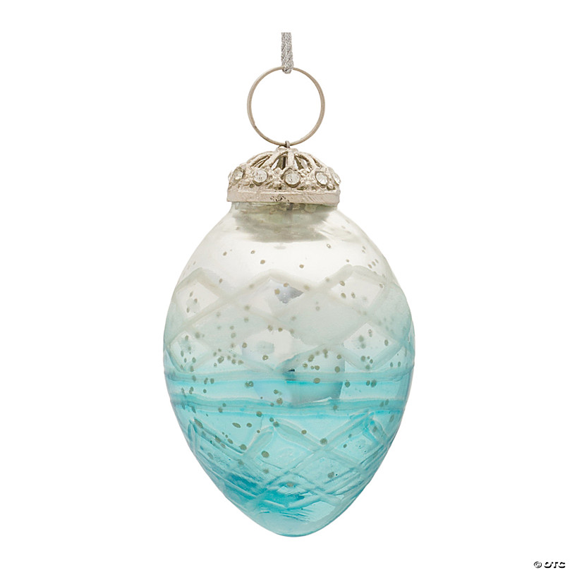 6” Blue & Silver Drop Ornament