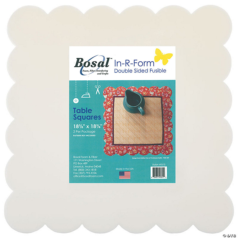 Bosal In R Form Foam Stabilizer Fusible Double Sided Table Squares 2pc