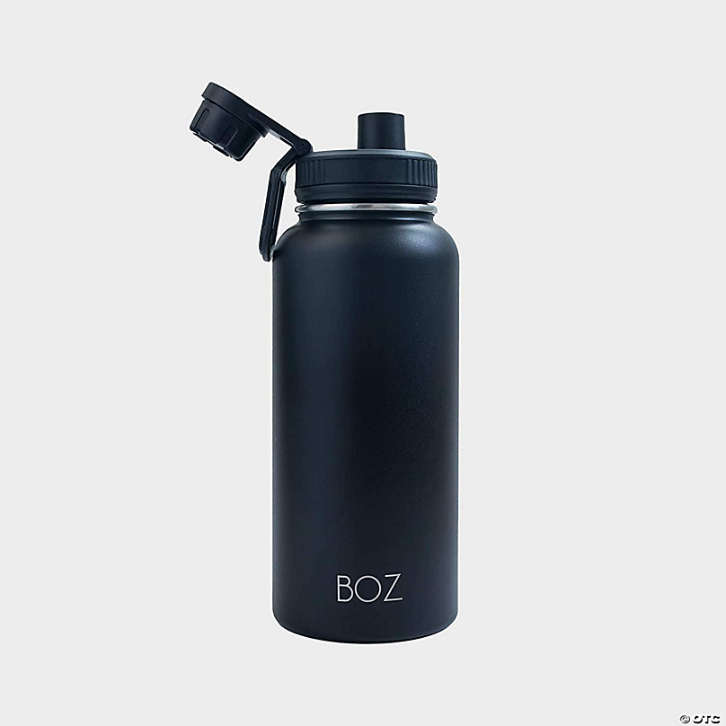 BOZ Black Double Wall Stainless Steel Water Bottle XL (1 L / 32 fl oz)  Insulated, Cold 24 Hours, Sports Water Bottle Hydration