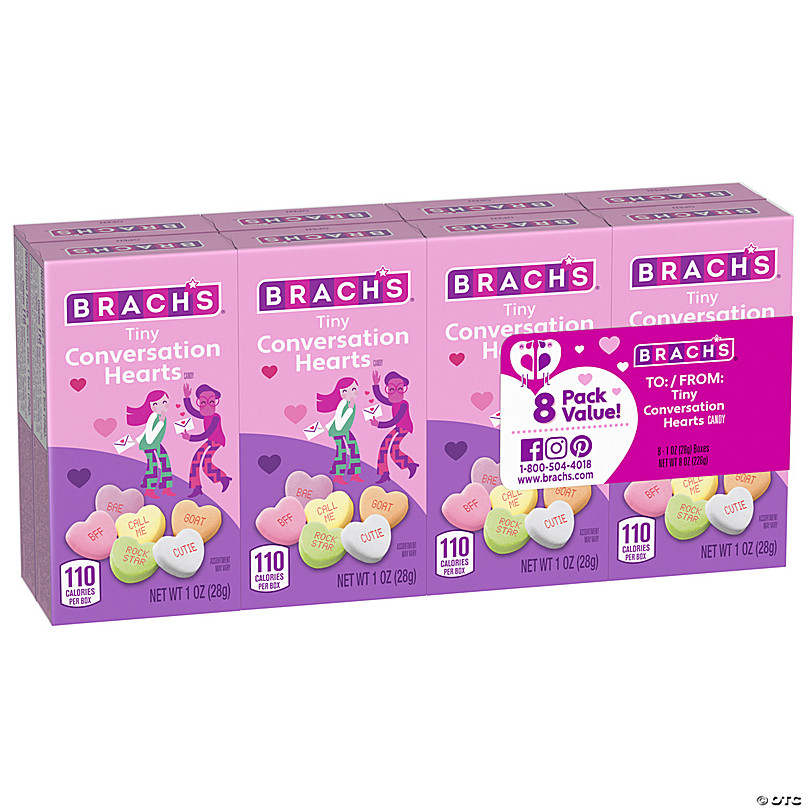  Tiny Conversation Hearts - 12 Packs Of 8 - 96 Total