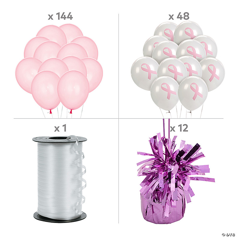 Breast Cancer Awareness Ribbon Balloon Bouquet Kit - 205 Pc.