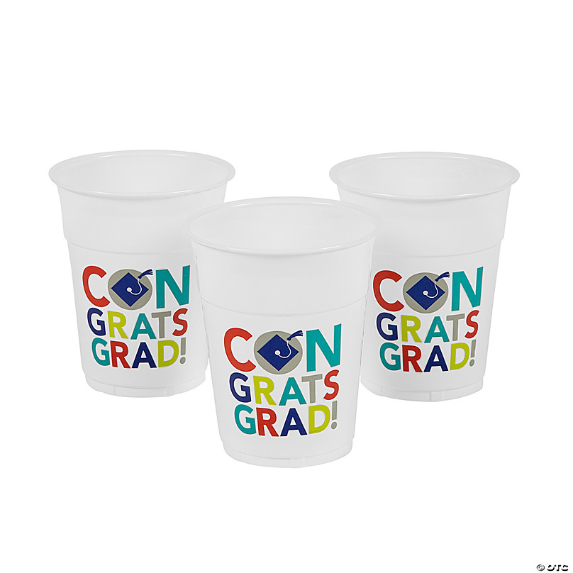 Bright Congrats Grad Plastic Cups 50 Ct Oriental Trading