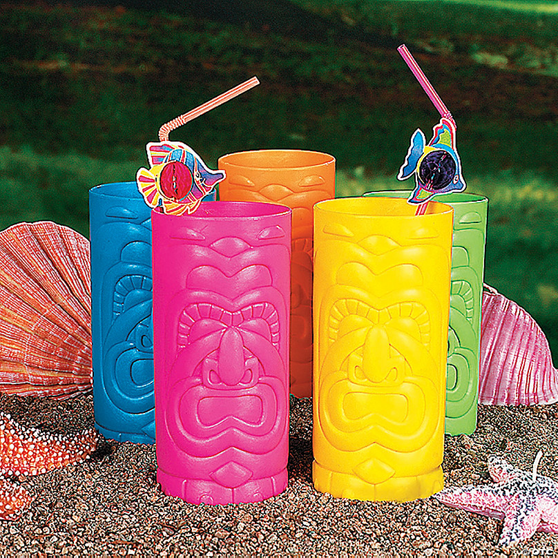 Luau BPA-Free Plastic Cups with Lids & Straws - 3 Ct. | Oriental Trading