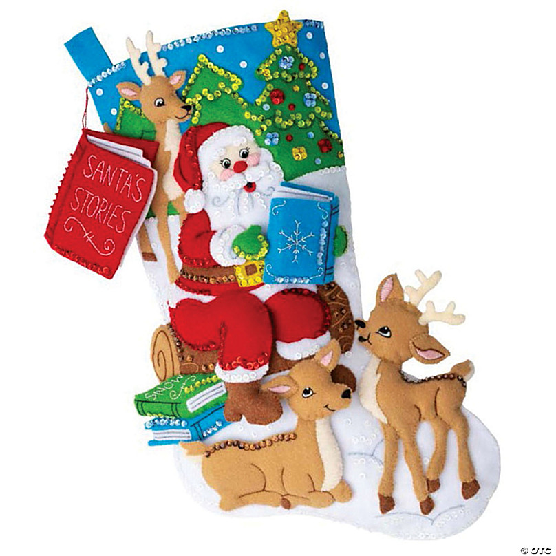 Bucilla Felt Stocking Applique Kit 18 Long- Toy Train Santa