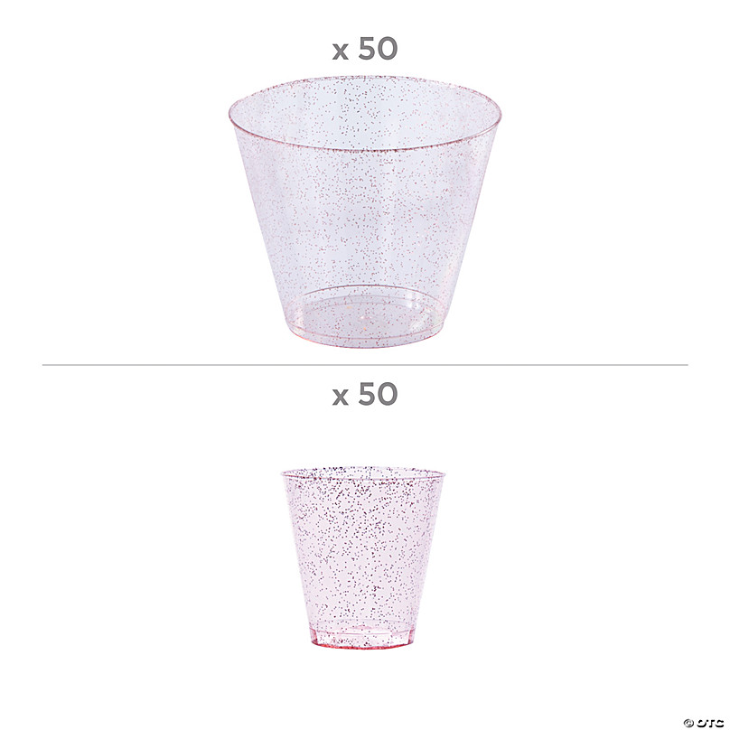Bulk 100 Ct. Pink Glitter Shot Glass & Cup Kit | Oriental Trading