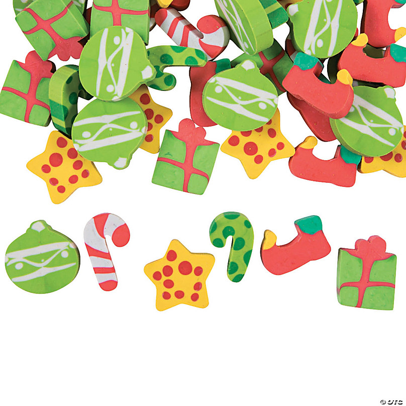 100 Pieces Mini Christmas Erasers for Kids Party Favors, Bulk Holiday  Stocking Stuffers in 8 Festive Designs