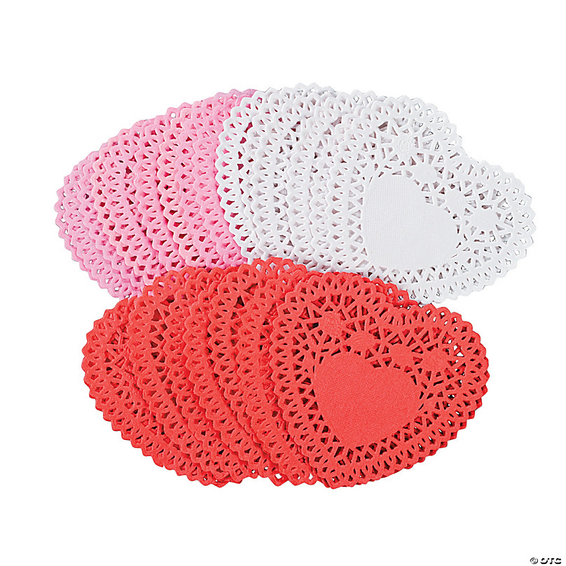 SHCKE Valentines Day Craft Supplies Includes 200 Pieces Heart Doilies 48  Pieces Foam Hearts and 4 Bags of Glitter Foam Heart Stickers for  Valentine's Day Wedding Decoration 