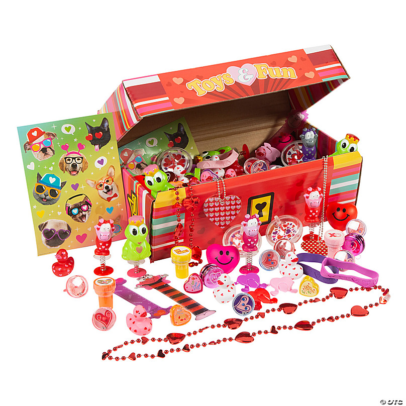 Bulk 100 Pc. Valentine Treasure Chest Toy Assortment