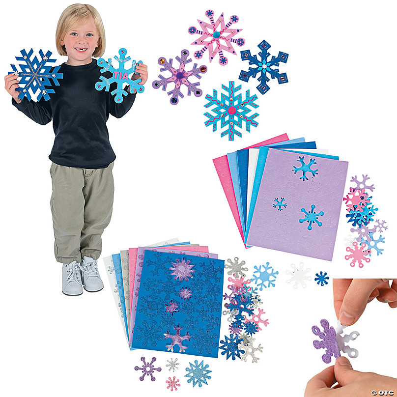 Foam Pastel Asst Snowflake SHAPES (Bulk 75)*