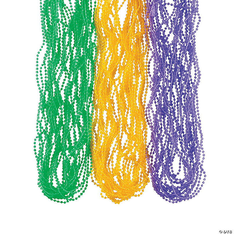 Mardi Gras Beads - Orange 6mm Bead Necklaces - Wholesale Novelty