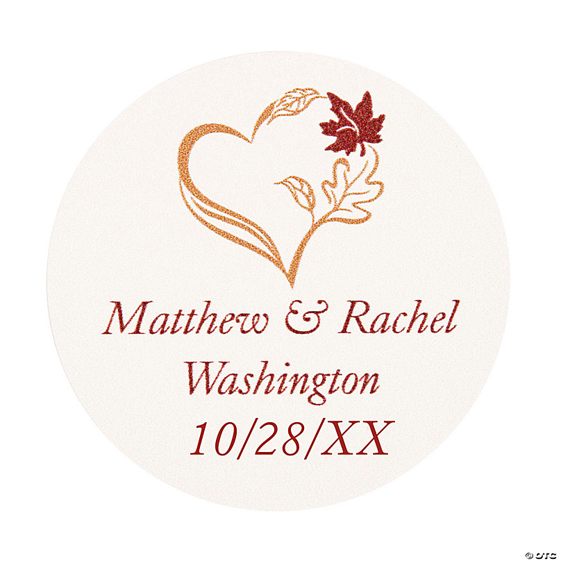 Bulk 144 Pc. Personalized Fall Wedding Favor Stickers