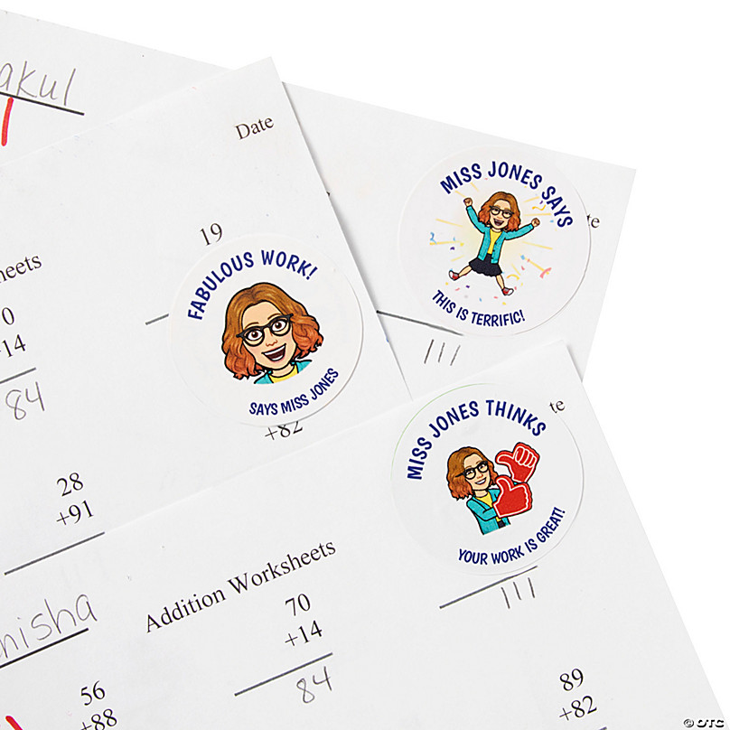 Bulk 144 Pc. Personalized Teacher Bitmoji Stickers - Discontinued