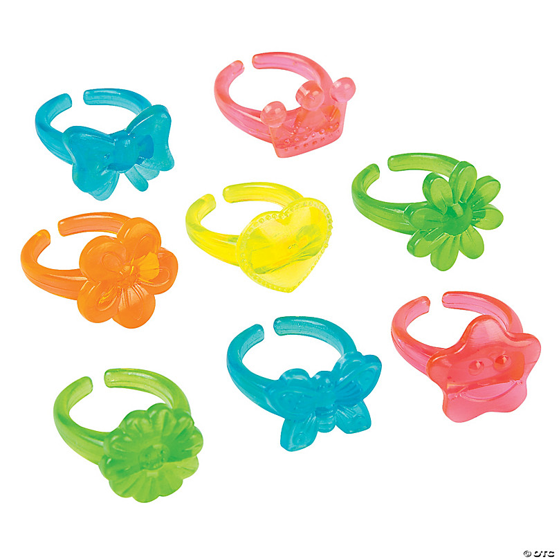 6 Plastic Rings, 1960 Plastic Colored Ring, Childrens Plastic