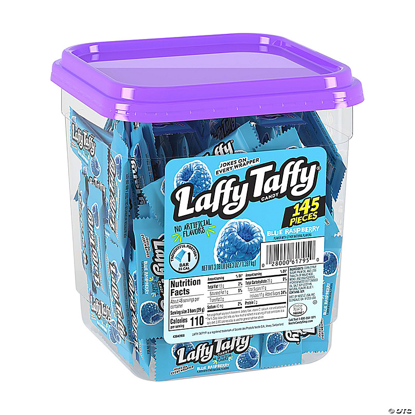 https://s7.orientaltrading.com/is/image/OrientalTrading/FXBanner_808/bulk-145-pc--laffy-taffy-sup----sup-blue-raspberry-mini-bar-tub~14106597.jpg