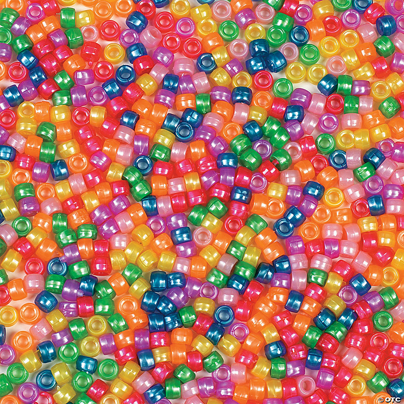 Pastel Opaque & Transparent 12 Color Kit, Plastic Pony Beads 6 x 9mm, 1800  beads