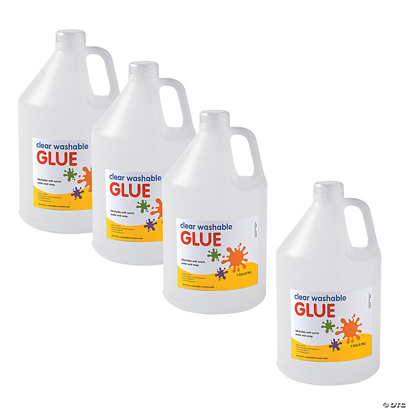 Bulk 4 Pc. Clear Washable Glue Gallon Bottles