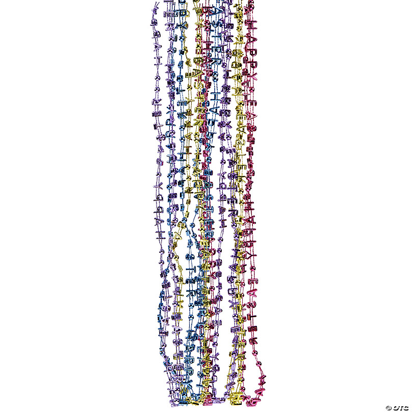 Bulk 48 Pc. Happy Easter Metallic Bead Necklaces