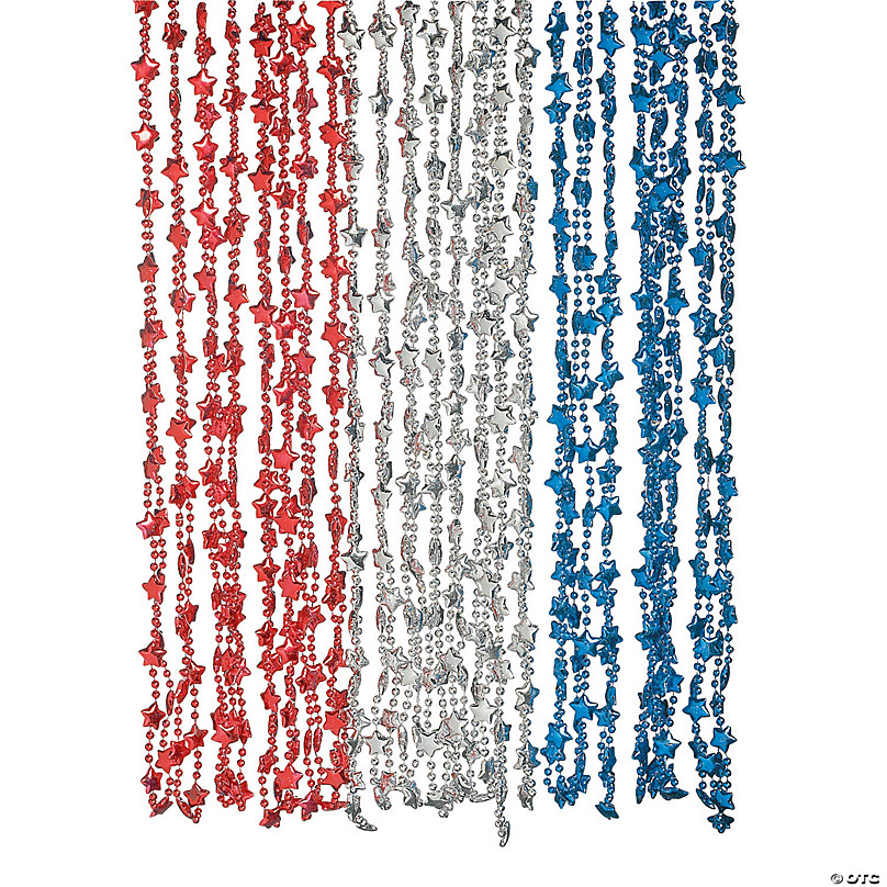 Wovilon 4Th Of July Beads Bulk, Metallic Red Bule Silver Patriotic Star Bead  Necklaces For 4Th Of July Independence Day, Patriotic , Carnival Decoration  4Th Of July Decorations 