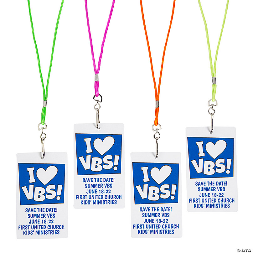 Bulk 48 Pc. Personalized I Love VBS Lanyards