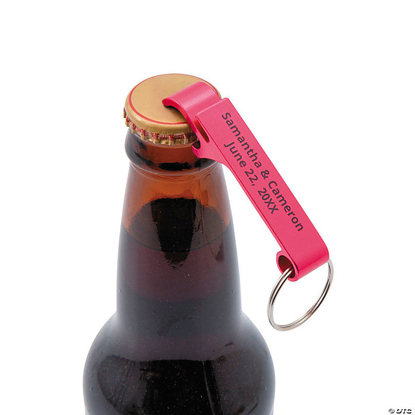 Bulk 48 Pc. Personalized Wedding Names Bottle Opener Keychains