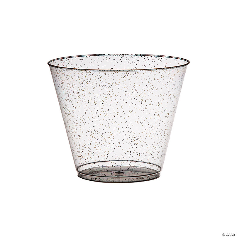 Bulk 50 Ct. Small Clear Plastic Cups with Gold Glitter | Oriental Trading