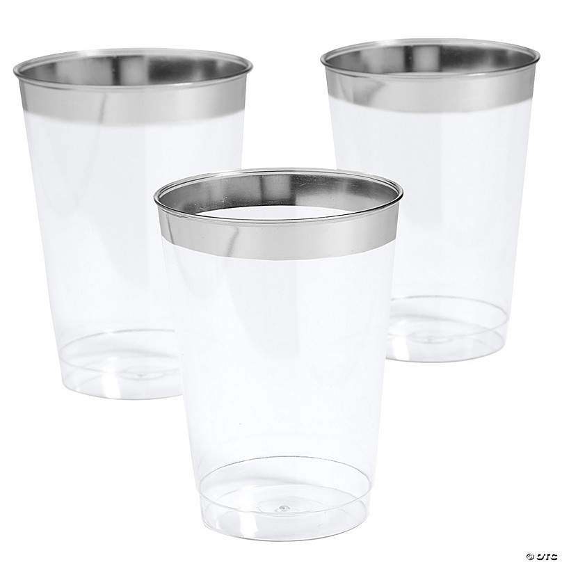 Plastic Cups Silver 16 oz 50 ct