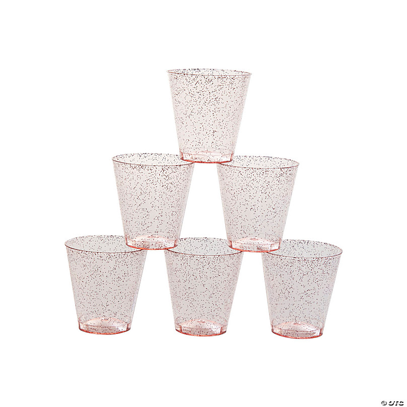 Bulk 50 Ct. Small Clear Plastic Cups with Gold Glitter | Oriental Trading