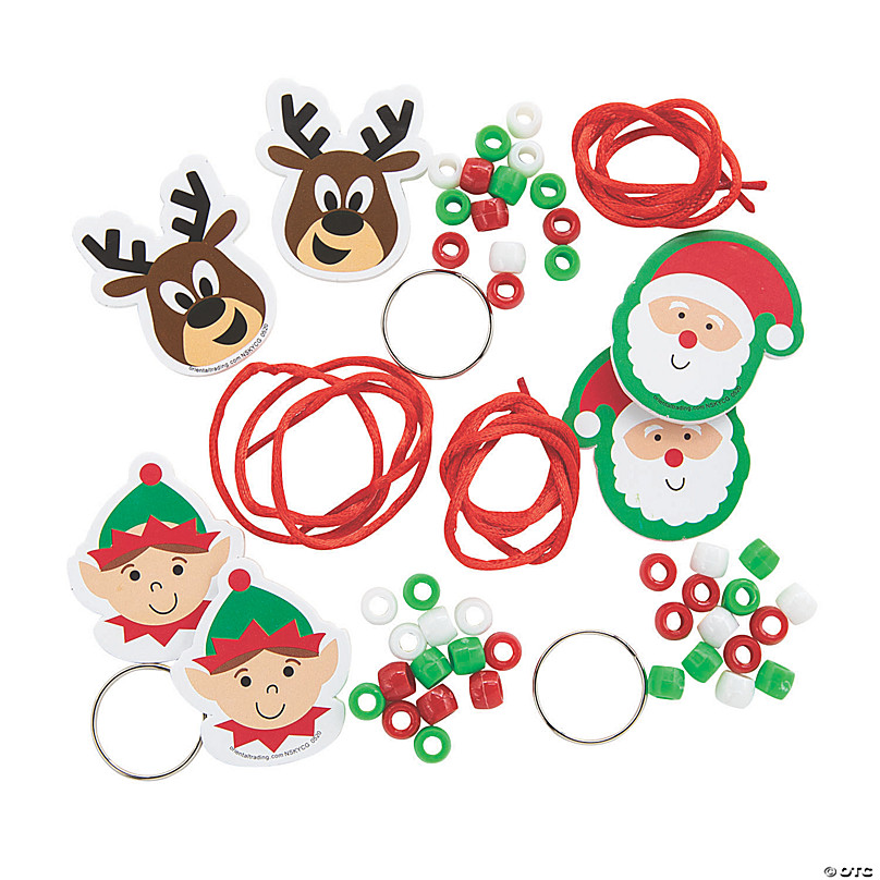 FREEBLOSS 10 Set Beaded Keychain Kit Christmas Themed Bead Pets Christmas  Bead Pet Keychain Kit Bead Art Crafts
