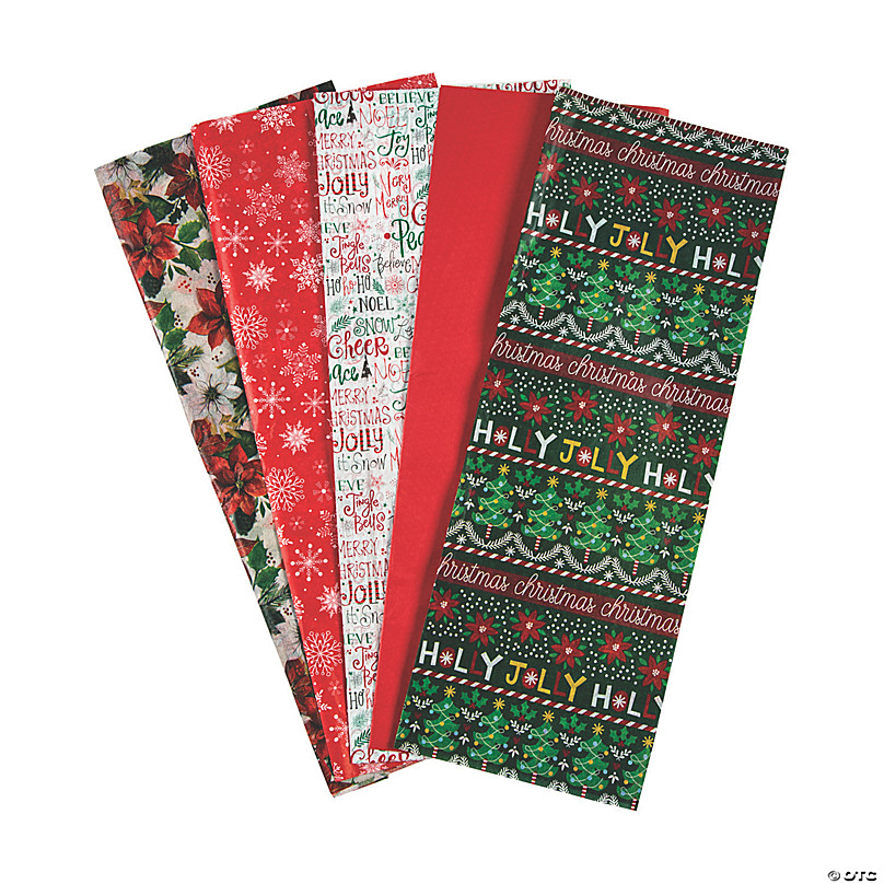 Bulk 60 Pc. Red, Green & White Tissue Paper Sheets | Oriental Trading