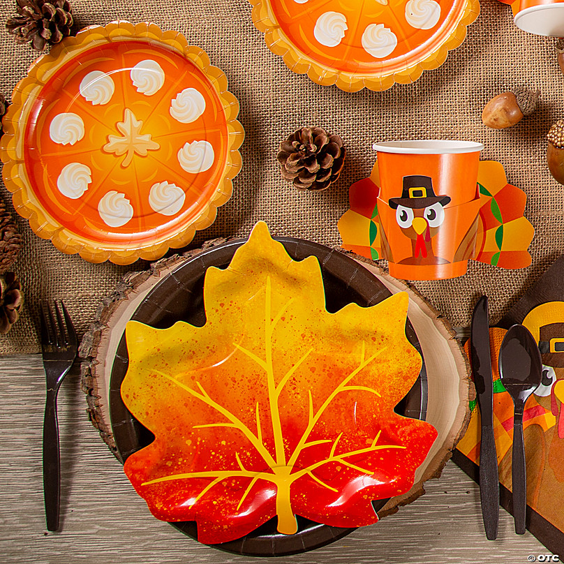 Thanksgiving Paper Plates, Maple Leaf Shaped Dessert Plates