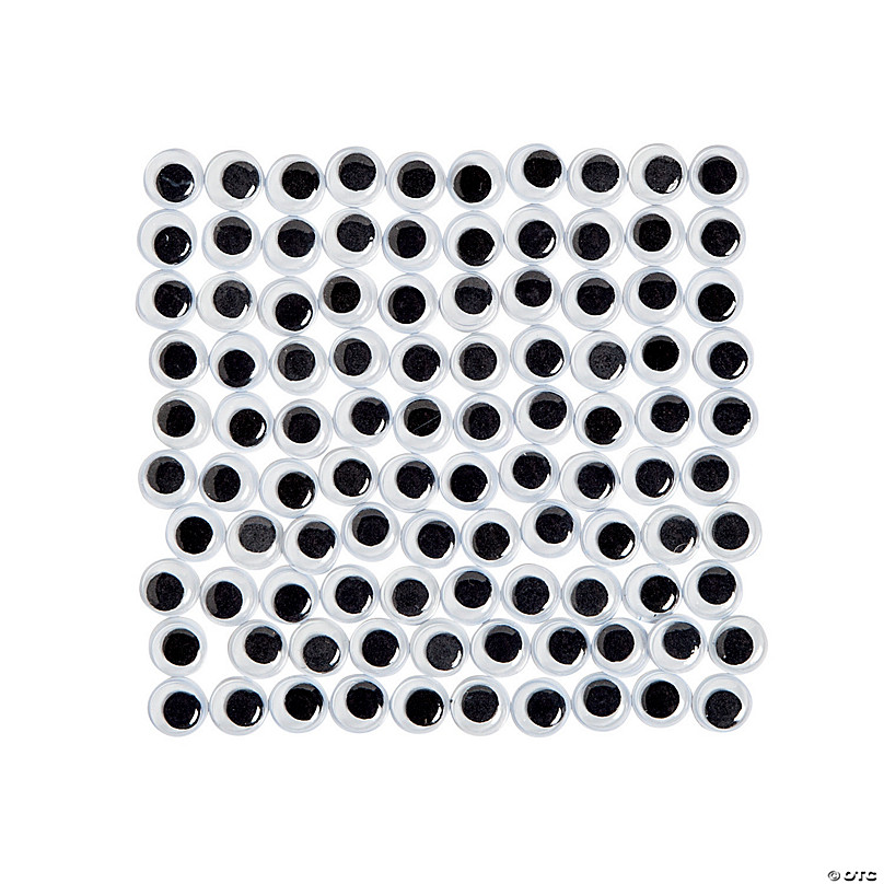 100pcs MIX SIZE Googly Wiggly Eyes Assorted Flatback Plastic Black