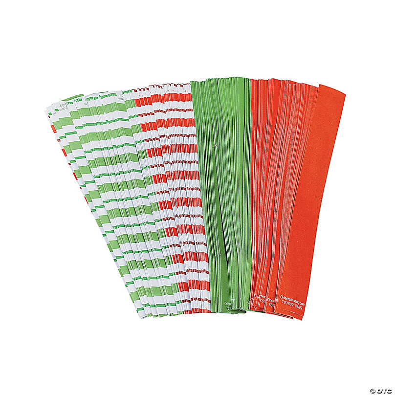 Christmas Red & Green Paper Chain Card Strips. 5 Meters / 16 Feet Long,  Party