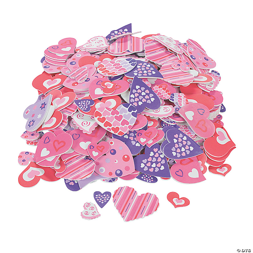Jumbo 4oz HEART FOAM Stickers Scrapbooking Valentine's Fun Faces Emoji  Crafts