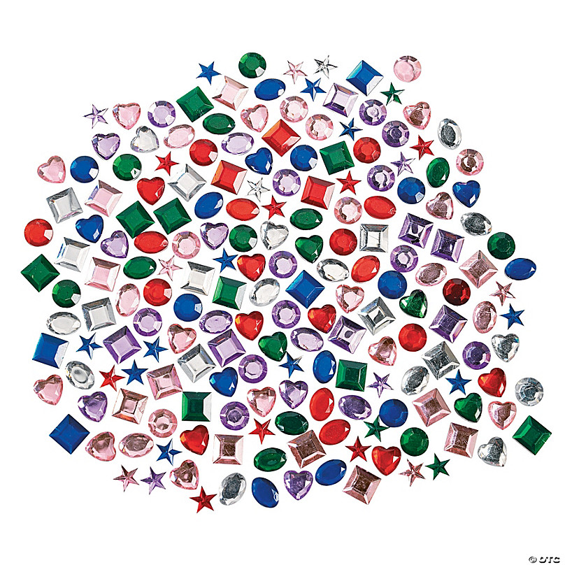 Self-Adhesive Geometric Jewel Assortment - Craft Supplies - 500 Pieces