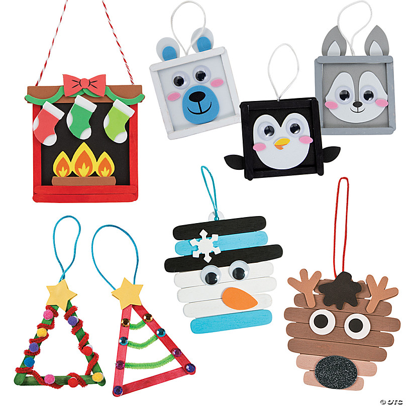Bulk 60 Pc Christmas Craft Stick Ornament Craft Kit Assortment