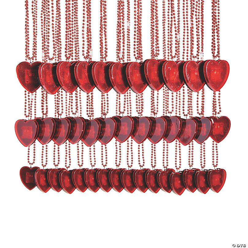 Light Up Heart Necklace On Red Beads [LMP004-1233] 